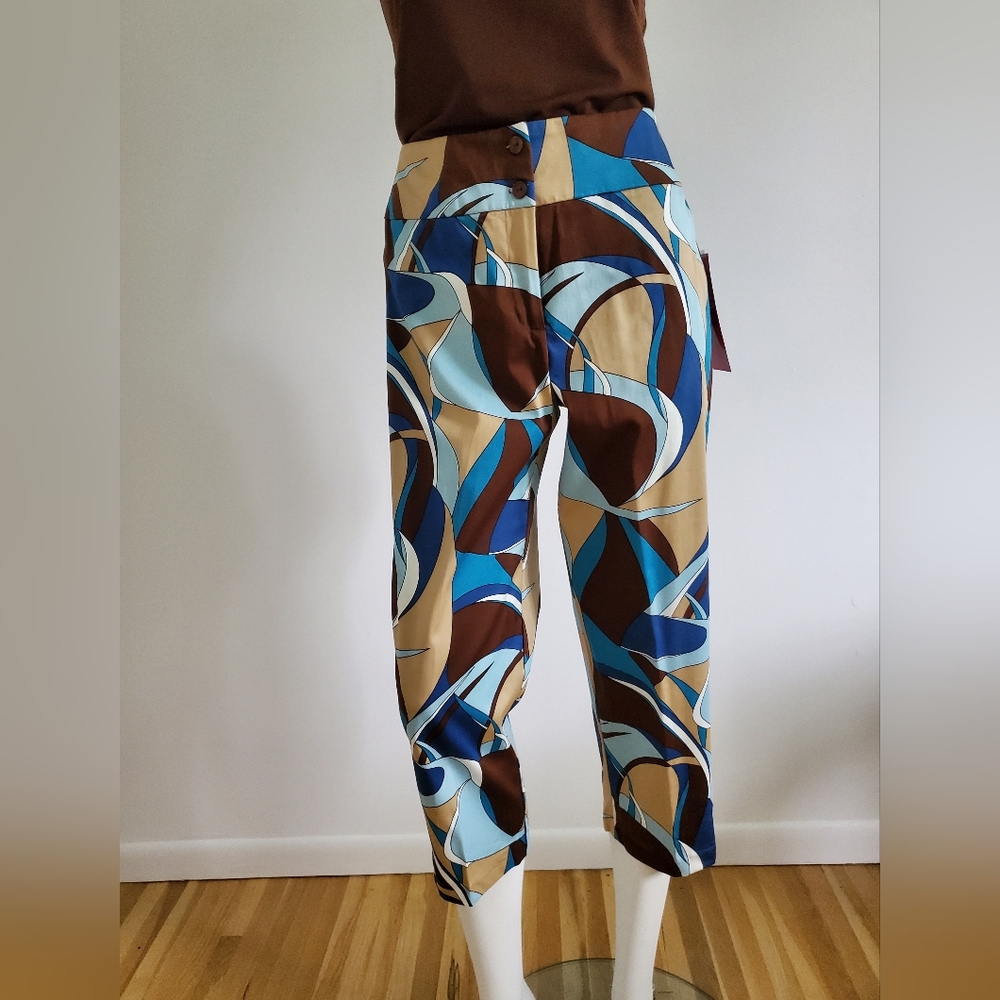 Patterned wide leg cropped pants